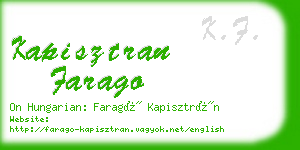 kapisztran farago business card